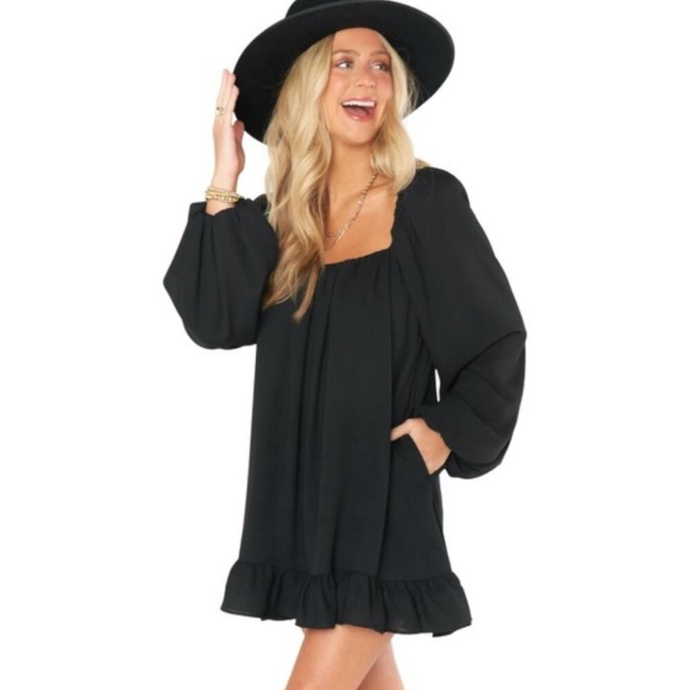 Show Me Your Mumu NWT Briar Black Square Neck Babydoll Mini Dress Small